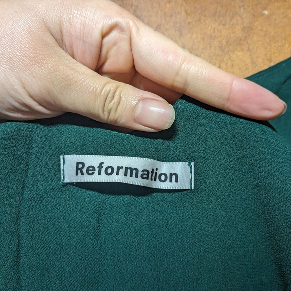 Reformation Green Midi Dress Wrap Mallory Dress Emerald Green XS - Picture 10 of 10